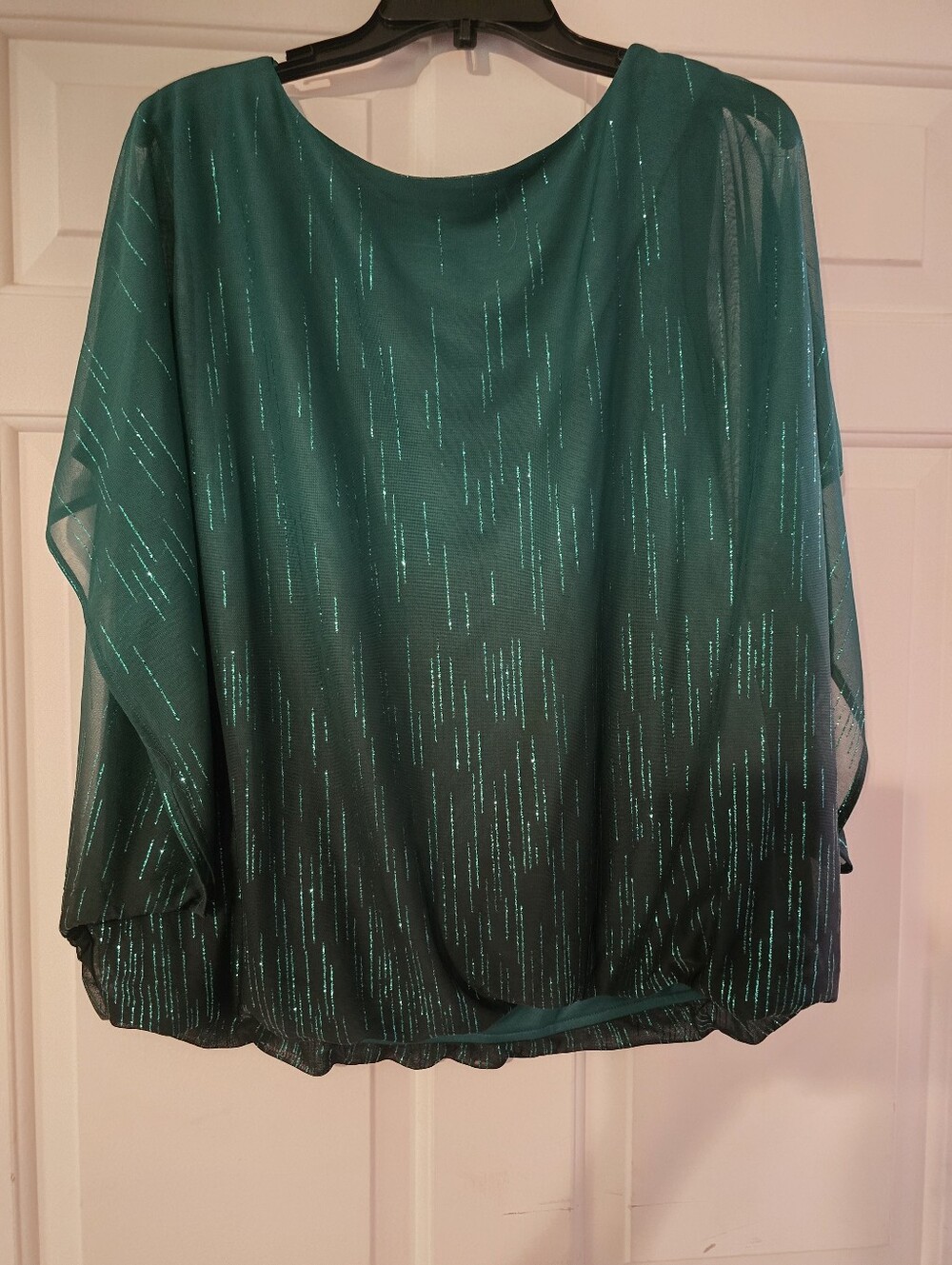 Dina And Ariel Elegant Teal Sparkle Women's Blouse - Picture 4 of 5